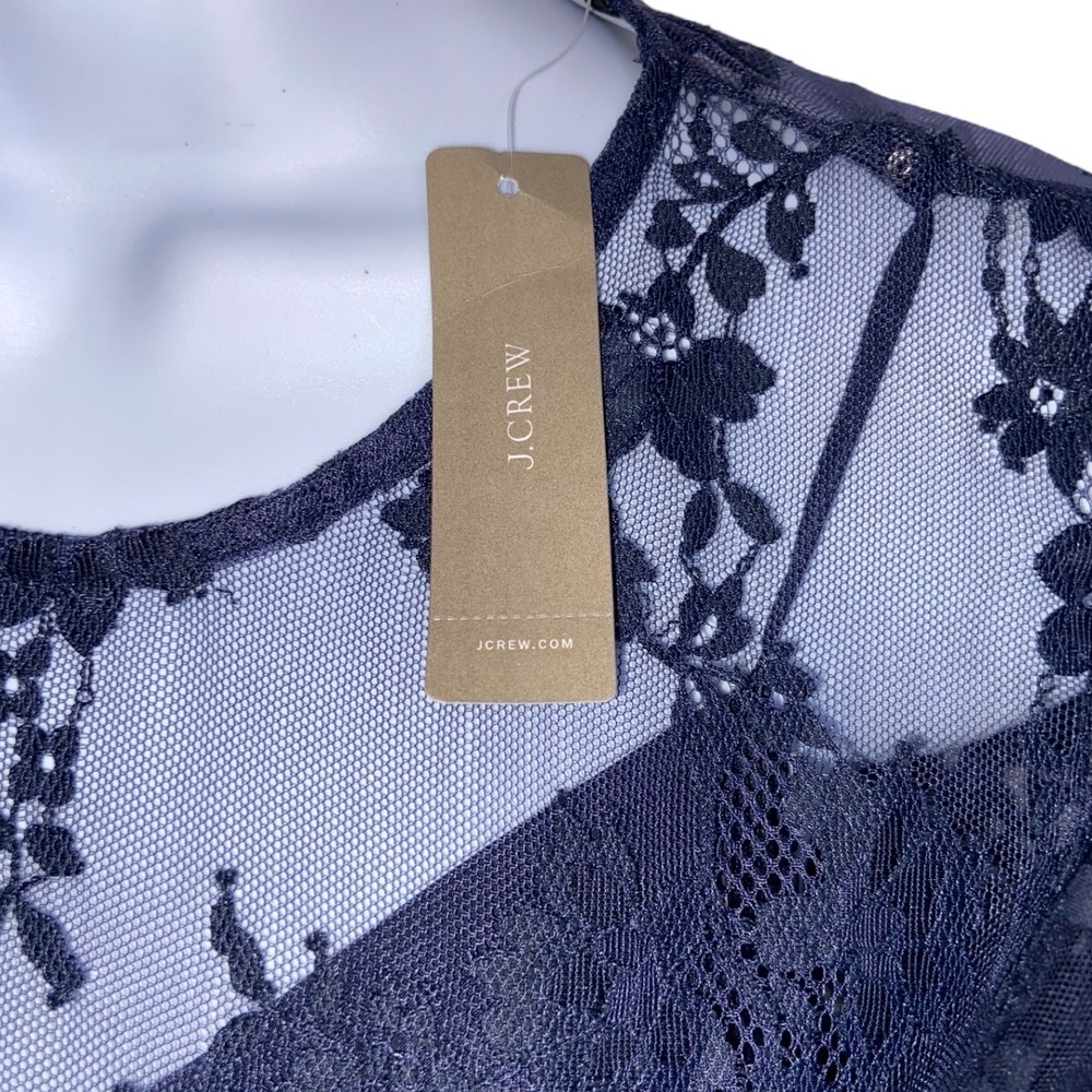 J. Crew NEW Blue Chantilly Lace Swing Dress Cocktail Wedding Guest Romantic 00 - Picture 7 of 13